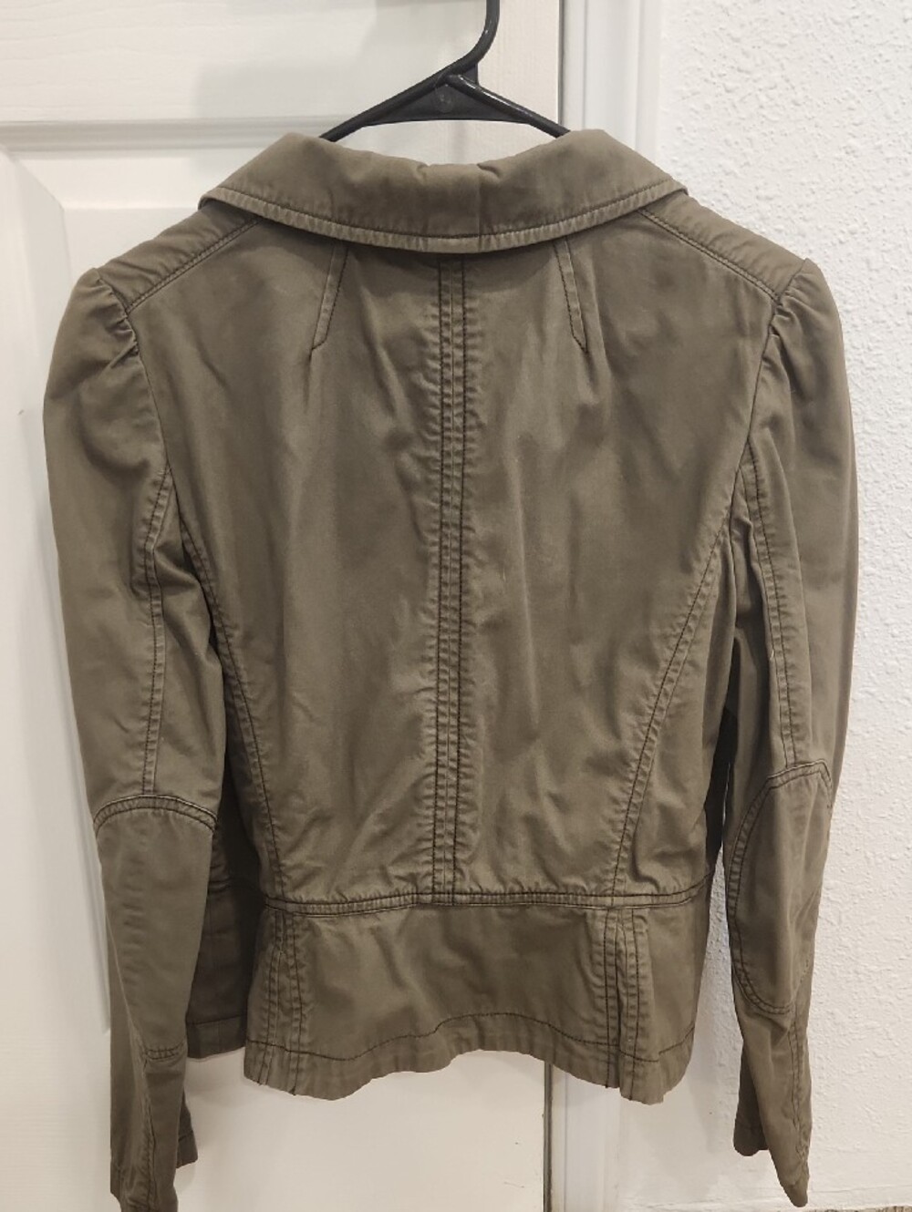 LOFT Olive Green Button-Front Utility Jacket - Picture 3 of 3